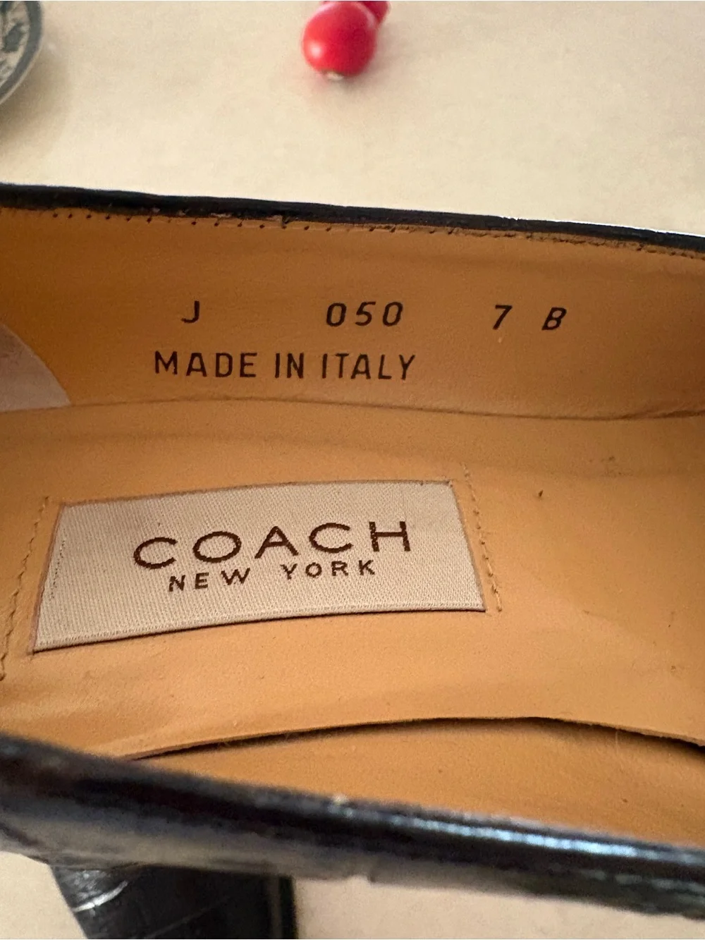 Coach Black Croc-Embossed Leather Heels